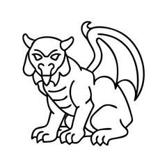 gargoyle icon, gargoyle line art - simple line art of gargoyle, perfect for gargoyle logos and icons