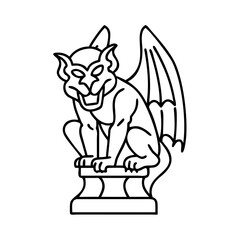 gargoyle statue icon, gargoyle statue line art - simple line art of gargoyle statue, perfect for gargoyle statue logos and icons
