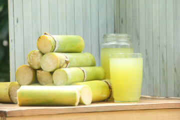 A drink made from squeezed yellow sugar cane juice or Saccharum officinarum L which is part of the...