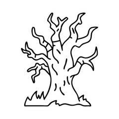 gnarled tree icon, gnarled tree line art - simple line art of gnarled tree, perfect for gnarled tree logos and icons