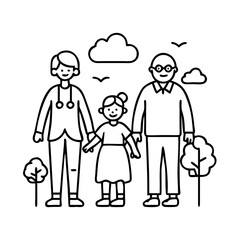 grandparents hugging grandchildren icon