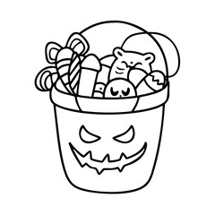 halloween candy bucket icon, halloween candy bucket line art - simple line art of halloween candy bucket, perfect for halloween candy bucket logos and icons