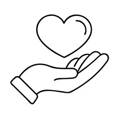 hand holding a heart icon, hand holding a heart line art - simple line art of hand holding a heart, perfect for hand holding a heart logos and icons