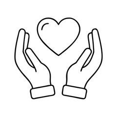 hands holding a heart icon, hands holding a heart line art - simple line art of hands holding a heart, perfect for hands holding a heart logos and icons