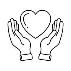 hands holding a heart icon, hands holding a heart line art - simple line art of hands holding a heart, perfect for hands holding a heart logos and icons