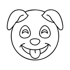 happy dog emoji icon, happy dog emoji line art - simple line art of happy dog emoji, perfect for happy dog emoji logos and icons
