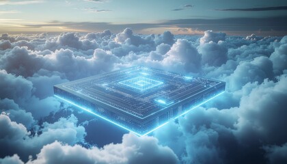 Futuristic Data Center Floating in the Clouds | AI-Era Information Infrastructure