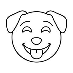 happy dog emoji icon, happy dog emoji line art - simple line art of happy dog emoji, perfect for happy dog emoji logos and icons