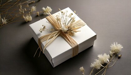 Elegant White Gift Box | Natural Wrapping Design