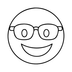 Obraz premium happy face emoji with glasses icon, happy face emoji with glasses line art - simple line art of happy face emoji with glasses, perfect for happy face emoji with glasses logos and icons