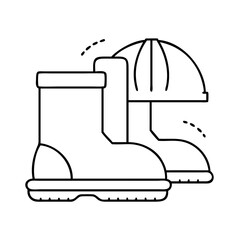 hard hat and boots icon, hard hat and boots line art - simple line art of hard hat and boots, perfect for hard hat and boots logos and icons