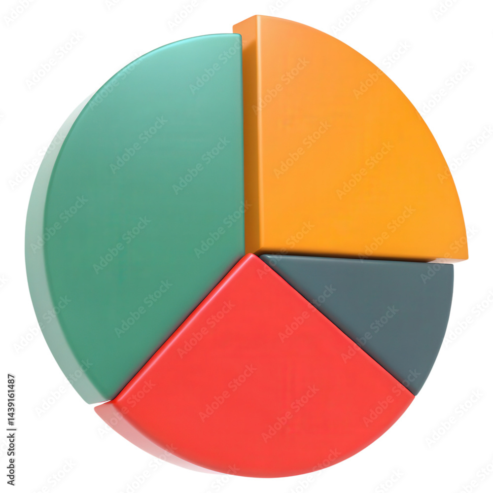 Poster a labeled pie chart displaying segments for equity and cash flow analysis.