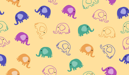Cute elephant pattern background vector design