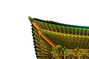 Korean roof style isolate on transparent background.