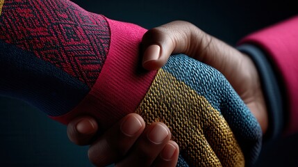 Confident Black Athlete Handshake in Colorful Sports Gear