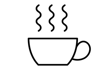 暖かい飲み物、マグカップのシンプルアイコンベクターイラスト