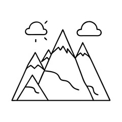 alpine mountain icon, alpine mountain line art - simple line art of alpine mountain, perfect for alpine mountain logos and icons