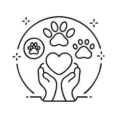 animal friendly icon, animal friendly line art - simple line art of animal friendly, perfect for animal friendly logos and icons