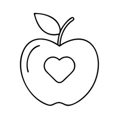 apple with a heart icon, apple with a heart line art - simple line art of apple with a heart, perfect for apple with a heart logos and icons