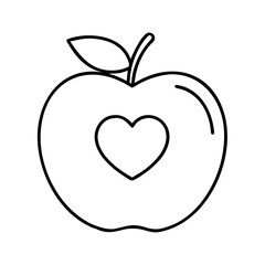 apple with a heart icon, apple with a heart line art - simple line art of apple with a heart, perfect for apple with a heart logos and icons
