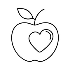 apple with a heart icon, apple with a heart line art - simple line art of apple with a heart, perfect for apple with a heart logos and icons