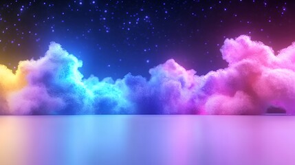 Colorful Cloudscape with Abstract Lighting and Sparkling Sky
