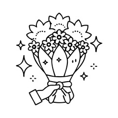 appreciation bouquet icon, appreciation bouquet line art - simple line art of appreciation bouquet, perfect for appreciation bouquet logos and icons