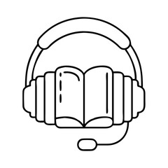 audiobook headphones icon, audiobook headphones line art - simple line art of audiobook headphones, perfect for audiobook headphones logos and icons