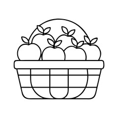 basket of apples icon, basket of apples line art - simple line art of basket of apples, perfect for basket of apples logos and icons