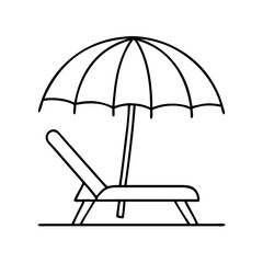 beach umbrella and chair icon, beach umbrella and chair line art - simple line art of beach umbrella and chair, perfect for beach umbrella and chair logos and icons