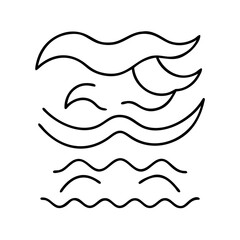 beach waves icon, beach waves line art - simple line art of beach waves, perfect for beach waves logos and icons