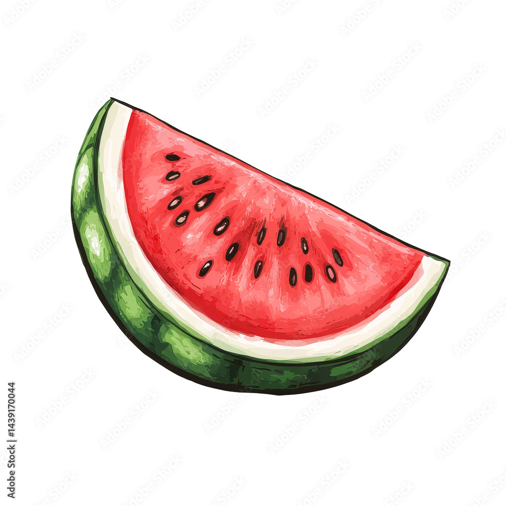 Poster a refreshing slice of juicy watermelon displayed on a clean transparent background, perfect for summ