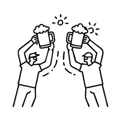 beer cheers icon, beer cheers line art - simple line art of beer cheers, perfect for beer cheers logos and icons