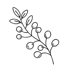 berry branches icon, berry branches line art - simple line art of berry branches, perfect for berry branches logos and icons