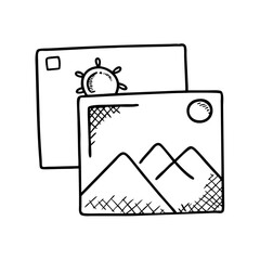 black and white photo icon, black and white photo line art - simple line art of black and white photo, perfect for black and white photo logos and icons