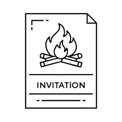 bonfire invitation card icon, bonfire invitation card line art - simple line art of bonfire invitation card, perfect for bonfire invitation card logos and icons
