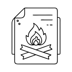 bonfire invitation card icon, bonfire invitation card line art - simple line art of bonfire invitation card, perfect for bonfire invitation card logos and icons