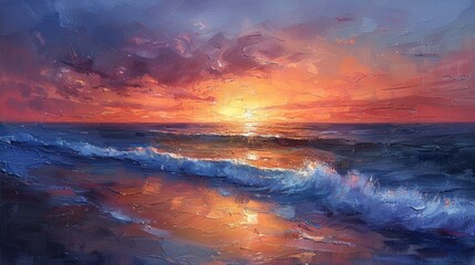 sunrise over the ocean, peaceful warm hues