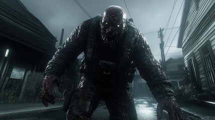 Fototapeta premium Ferocious zombie in urban setting