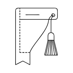 bookmark with tassel icon, bookmark with tassel line art - simple line art of bookmark with tassel, perfect for bookmark with tassel logos and icons