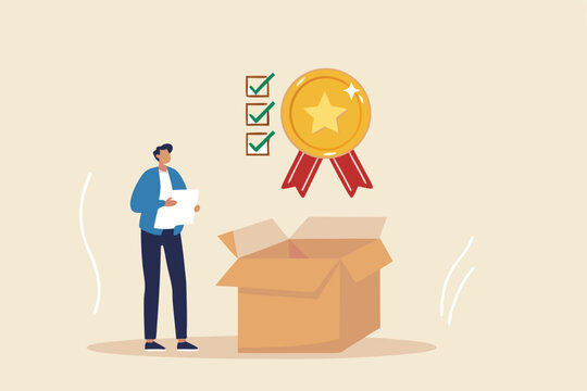 Quality Control, QC to check quality and giving certified or approval, process to assure excellence product and service delivery, guarantee concept, businessman check quality with passed checklist.