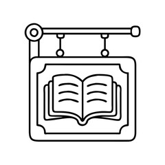 bookstore sign icon, bookstore sign line art - simple line art of bookstore sign, perfect for bookstore sign logos and icons