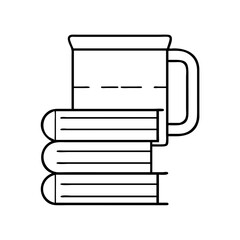 book themed mug icon, book themed mug line art - simple line art of book themed mug, perfect for book themed mug logos and icons
