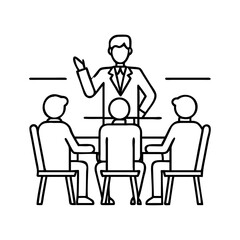 boss holding a meeting icon, boss holding a meeting line art - simple line art of boss holding a meeting, perfect for boss holding a meeting logos and icons