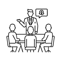 boss holding a meeting icon, boss holding a meeting line art - simple line art of boss holding a meeting, perfect for boss holding a meeting logos and icons