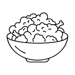 bowl of stuffing icon, bowl of stuffing line art - simple line art of bowl of stuffing, perfect for bowl of stuffing logos and icons