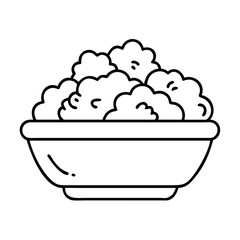 bowl of stuffing icon, bowl of stuffing line art - simple line art of bowl of stuffing, perfect for bowl of stuffing logos and icons