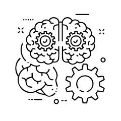 brain with gears turning icon, brain with gears turning line art - simple line art of brain with gears turning, perfect for brain with gears turning logos and icons