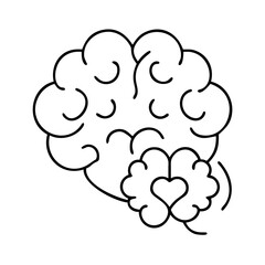 brain with heart icon, brain with heart line art - simple line art of brain with heart, perfect for brain with heart logos and icons
