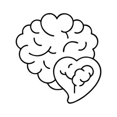 brain with heart icon, brain with heart line art - simple line art of brain with heart, perfect for brain with heart logos and icons